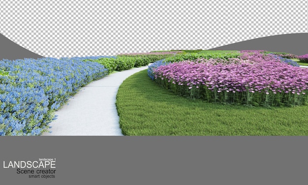 PSD landscape with many plants and flowers