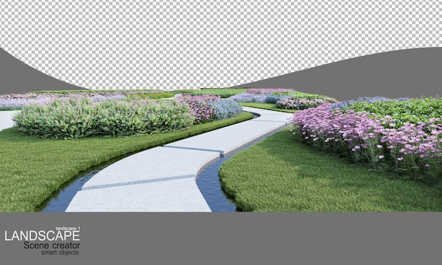 PSD landscape with many plants and flowers