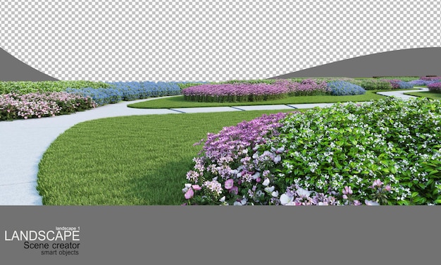豐富植物和花朵的風景
