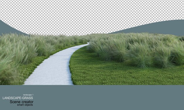 PSD landscape with many types of grass