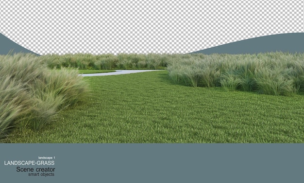 PSD landscape with many types of grass