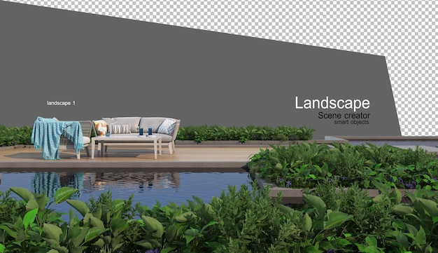 PSD landscaping and outdoor furniture rendering