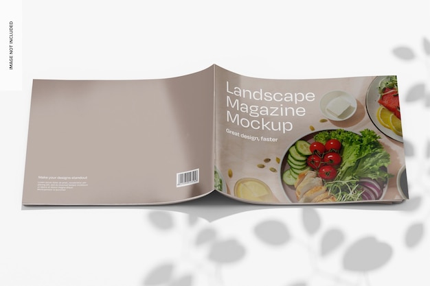 PSD landschapsmagazine met overlay mockup achtergrondweergave