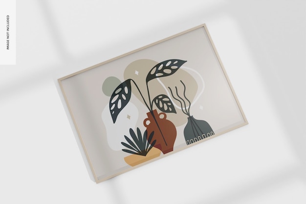 Lang houten frame mockup, bovenaanzicht