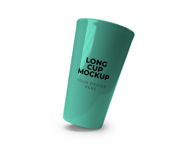 Lange plastic beker verpakking mockup sjabloon geïsoleerd