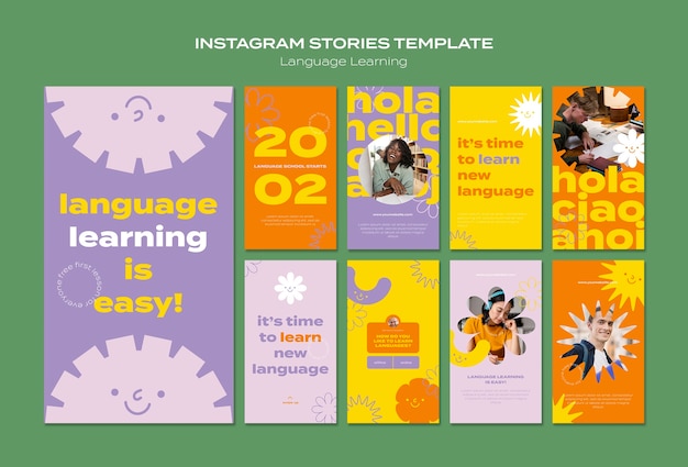 Language learning classes instagram stories collection