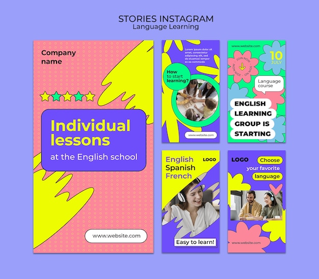 PSD language learning instagram stories