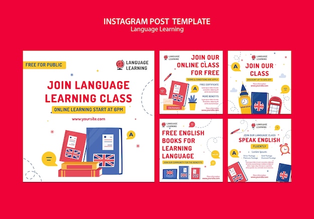 Language learning template design