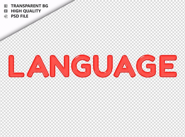 PSD language typography red text glosy glass psd transparent