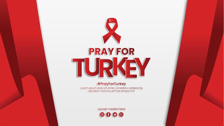 PSD lanscape banner post pray for turkey square banner template ready to print editable