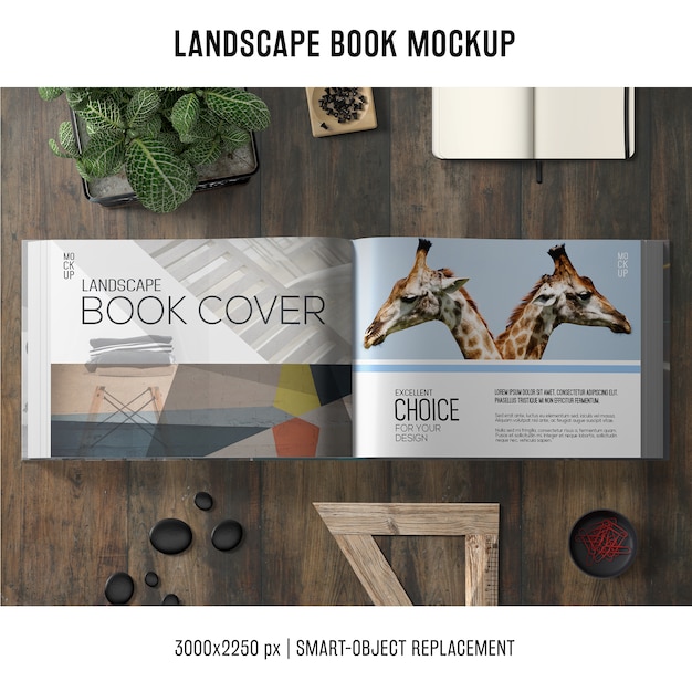 Lanscapeブックモックアップ