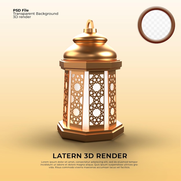 lantaarn islamitische ramadhan 3d render realistisch goud