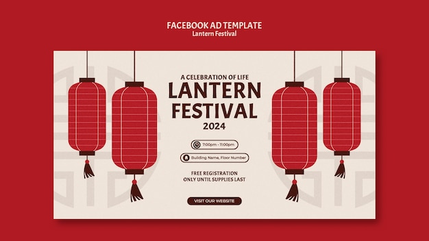 PSD lantern festival celebration  facebook template