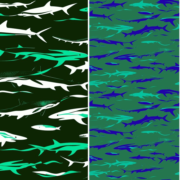 PSD lantern shark with diffused light subtle design and uniform nature pattern vector designs