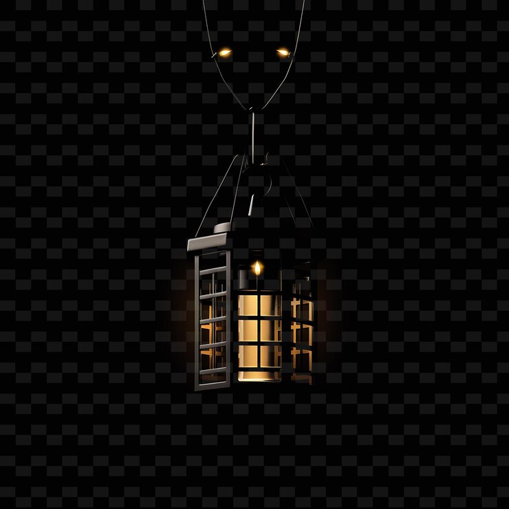 PSD a lantern with a light hanging from it