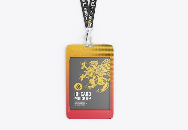 Mockup di badge identificativo con cordino