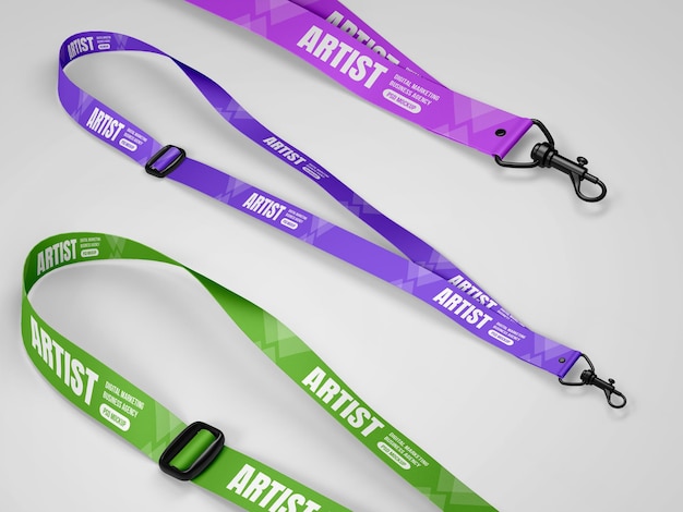 PSD lanyard id card holder logo mockup