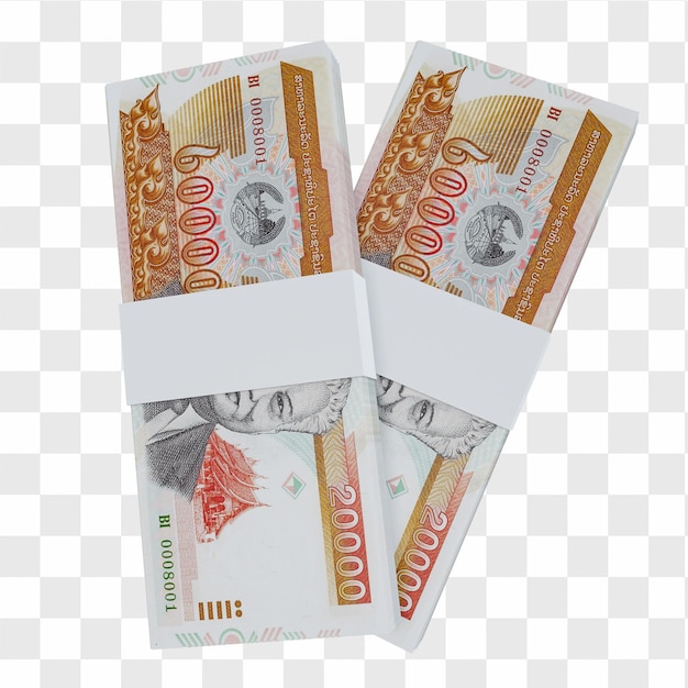 laos currency kip 20.000: stack of lak laos banknote
