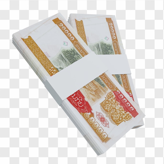 PSD laos currency kip 20.000: stos banknotów lak laos