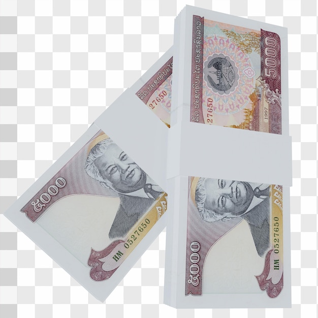 PSD laos currency kip 5.000: pila di banconote lak laos