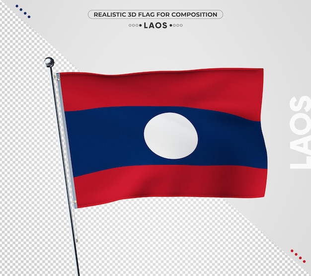 Laos flag with realistic texture