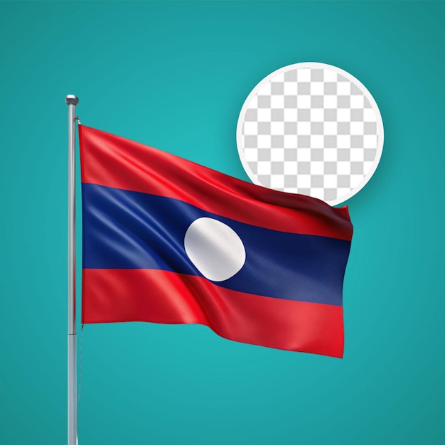 Laos national flag png isolated 3d white background