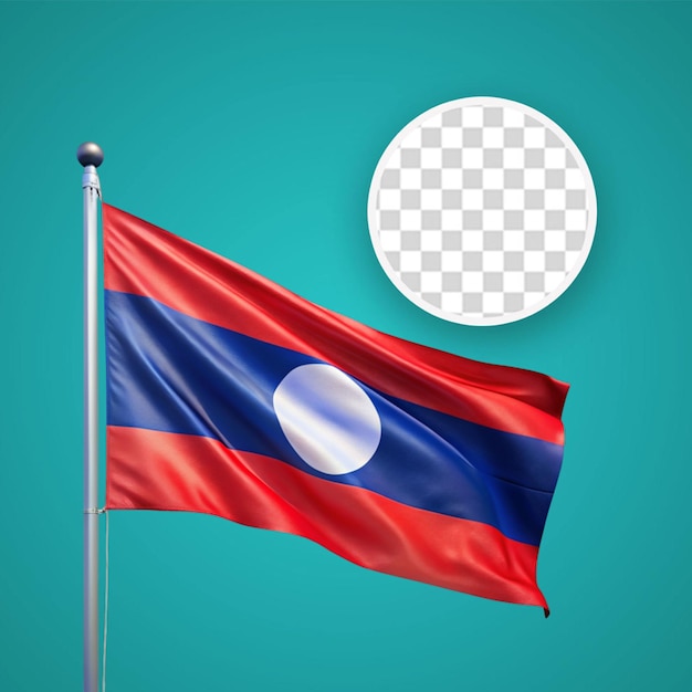 Laos national flag png isolated 3d white background