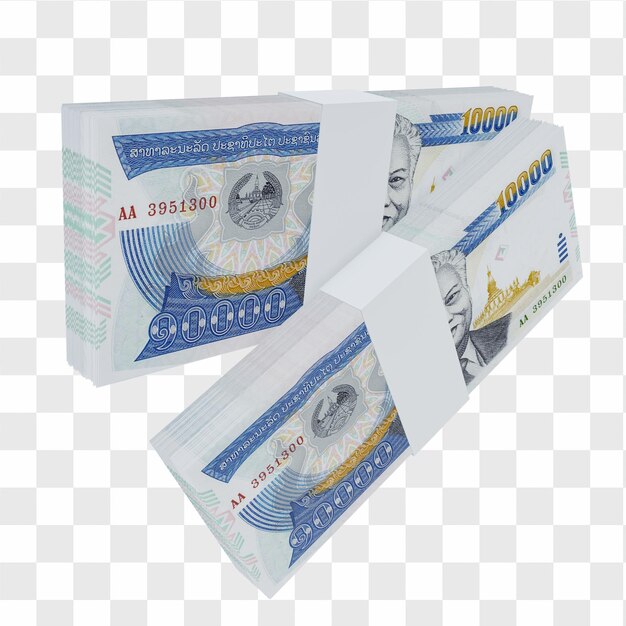 PSD laos valuta kip 10.000: stapel lak laos bankbiljet