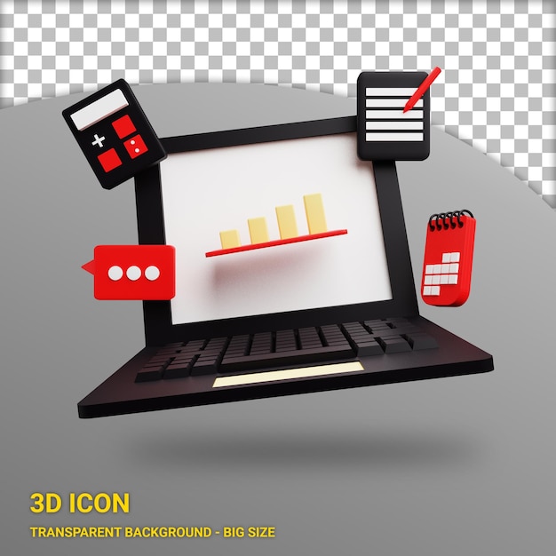 Laptop 3d icon with transparent background