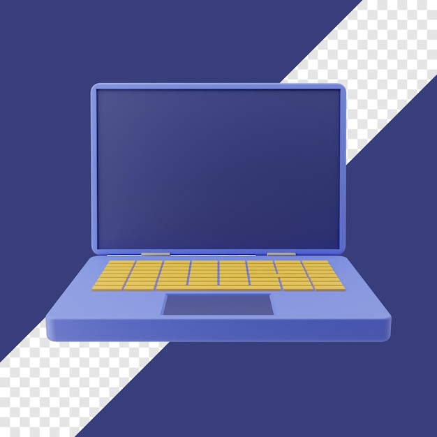 Laptop 3d illustration with transparent background