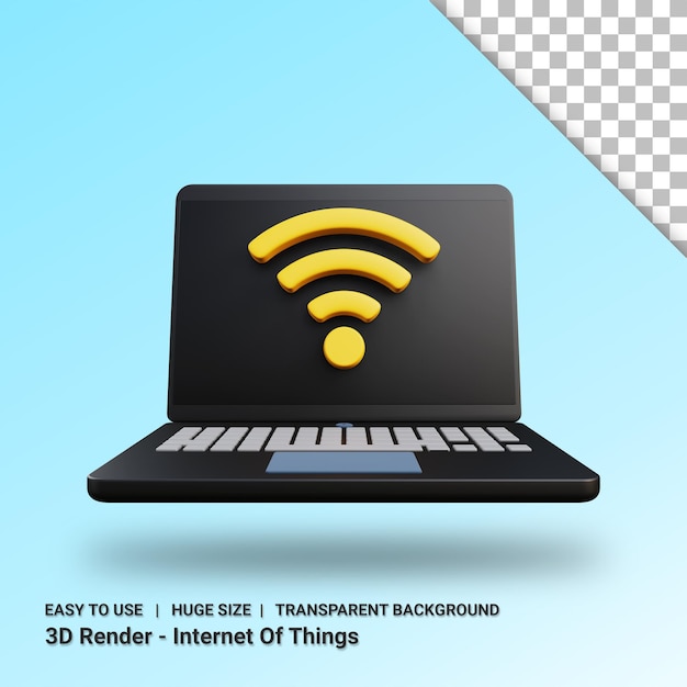 Laptop 3d illustration with transparent background