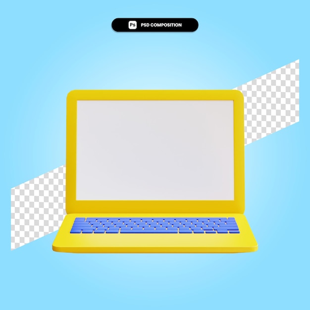 Laptop 3d render illustration isolated