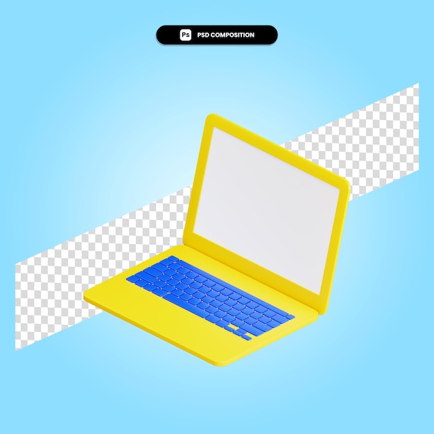 PSD Ноутбук 3d визуализации изолированных иллюстрация