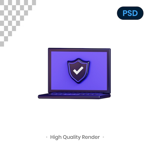 Illustrazione di rendering 3d del computer portatile psd premium