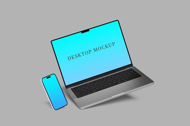 Laptop and Smartphone Mockup with Screen Displays