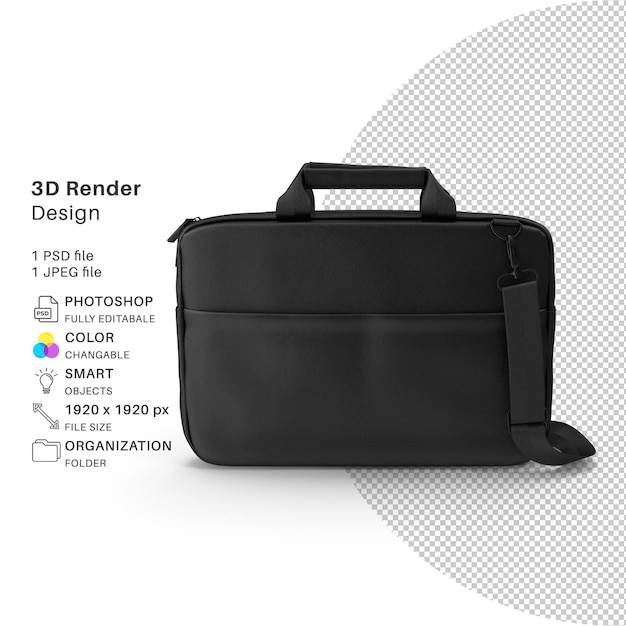 Borsa per laptop modellazione 3d file psd computer portatile realistico