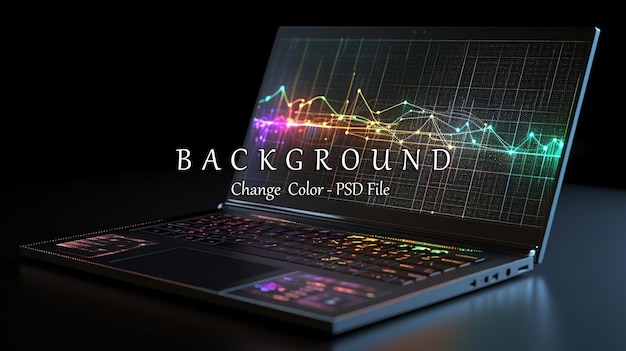 PSD laptop big data technology background ai generated