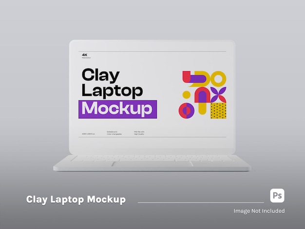 PSD laptop clay mockup front view