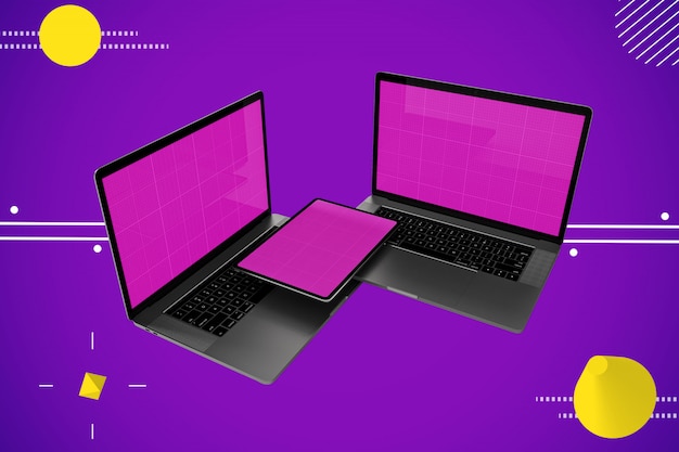 PSD laptop computer and digital tablet mockup