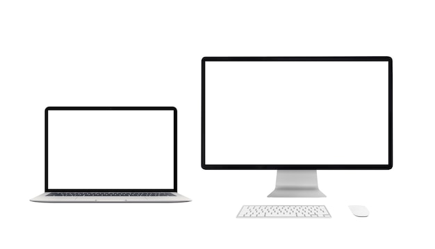 PSD laptop and computer display isolated mockup