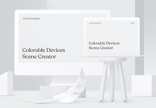 PSD laptop and desktop mockup scene creator