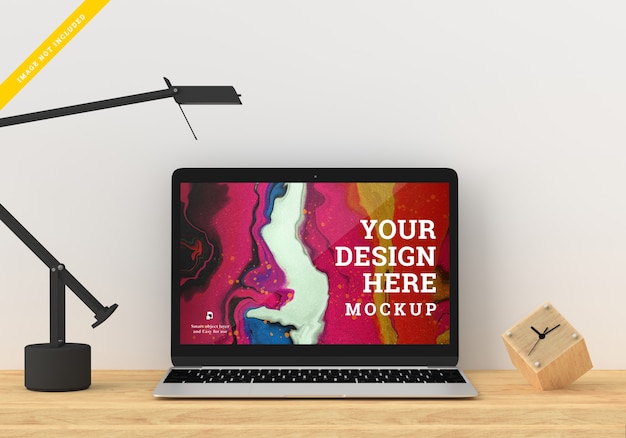 Laptop device mockup screen design. template psd.