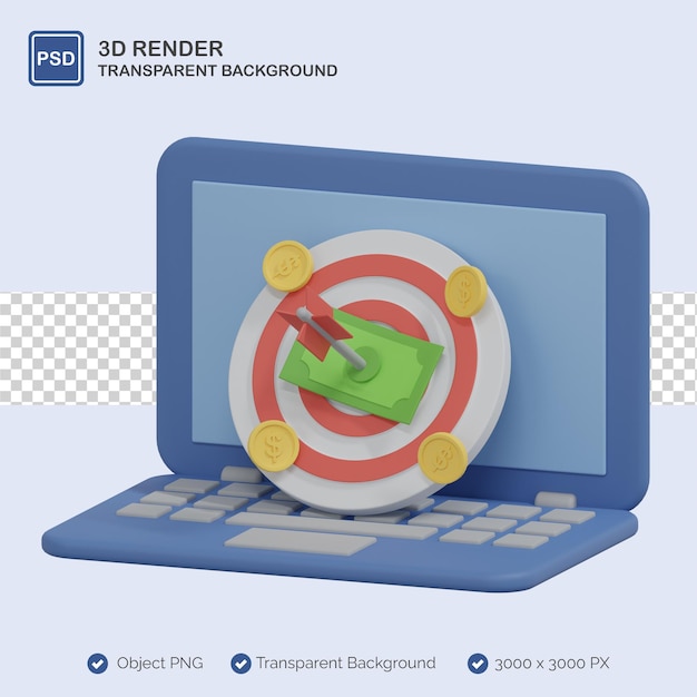 PSD laptop docelowy ilustracja 3d