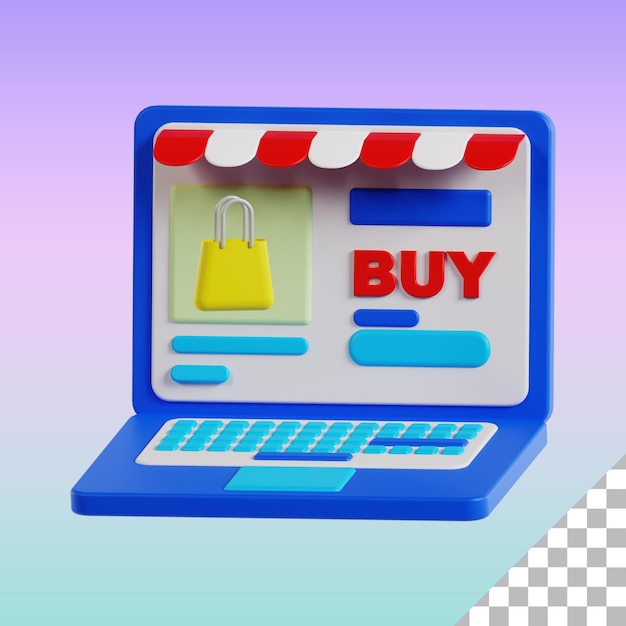 laptop e commerce page website 3d icon