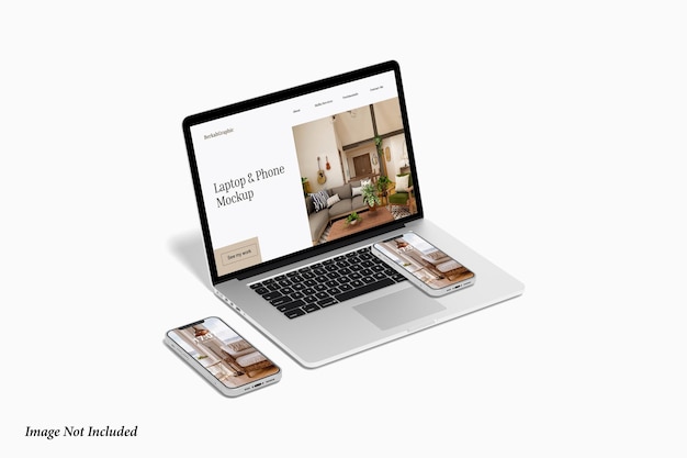 Laptop- en telefoonmodel premium psd