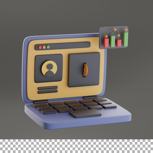 Laptop and euro coin 3d icon