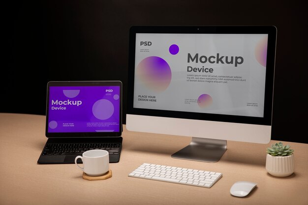 Laptop and external monitor on desk