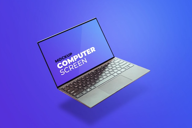 PSD laptop gray floating mockup