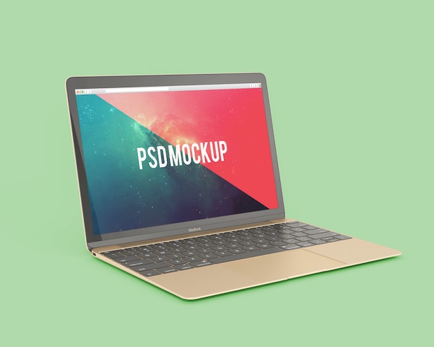 PSD laptop on green background mock up