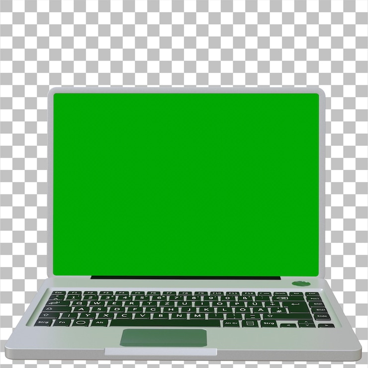 PSD laptop on green screen